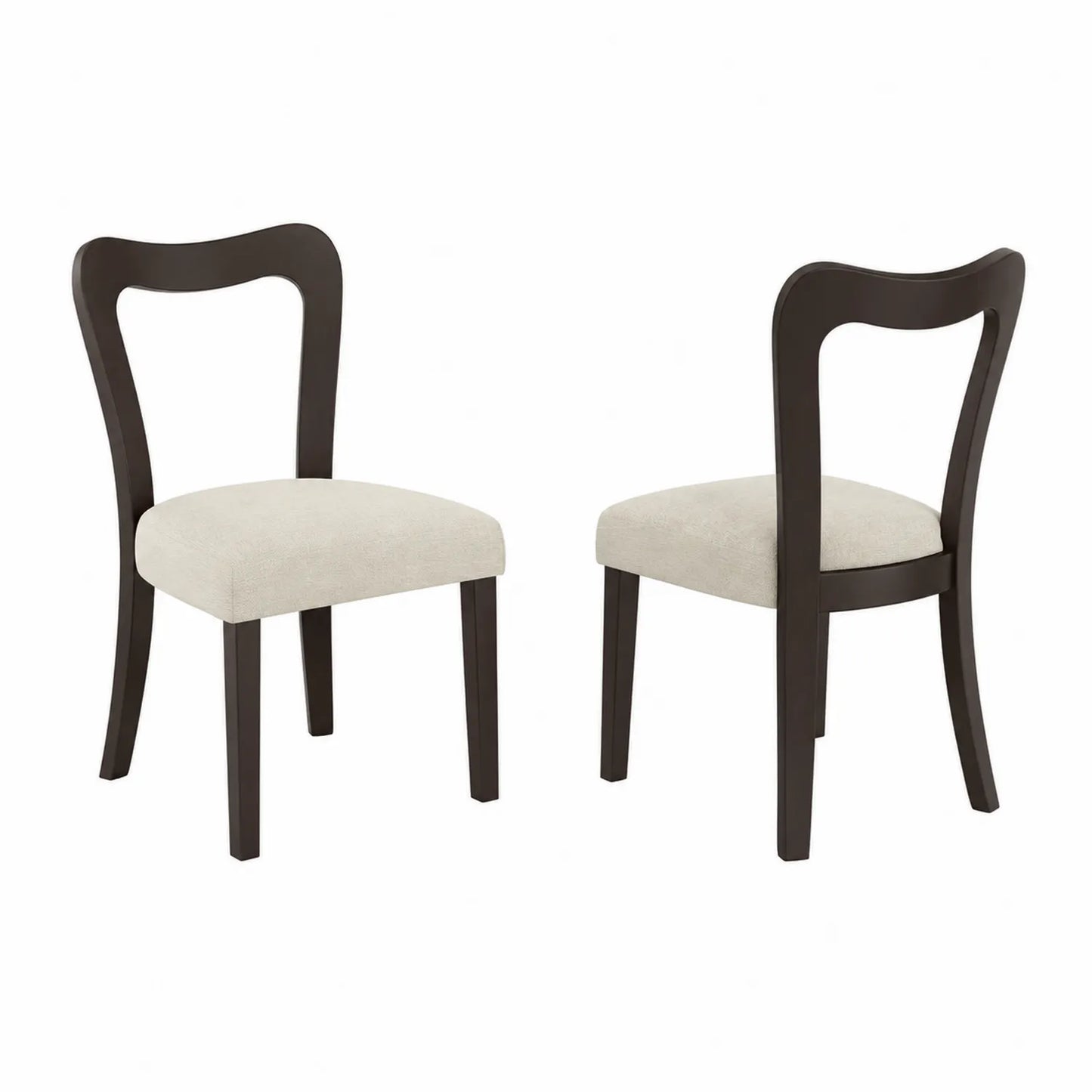 Ensemble de 2 chaises en bois et polyester Beige