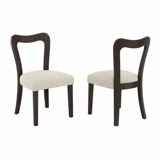 Ensemble de 2 chaises en bois et polyester Beige