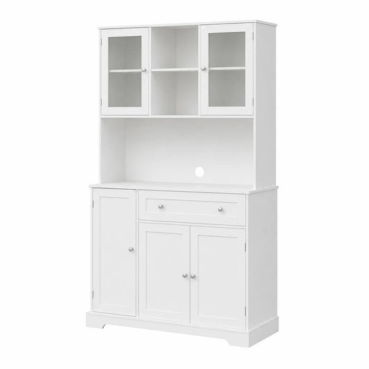 Buffet de cuisine en MDF Blanc avec Portes Vitrées